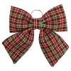 BOW SPONGE/FABRIC 13″ RED/GREEN/BEIGE PLAID