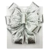 BOW TREE TOPPER 11″ X 31″ SHINY SILVER WITH VELVET TRIM