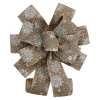 BOW TREE TOPPER 11″x31″ BURLAP W/ WHITE SNOWFLAKE