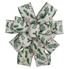 BOW TREE TOPPER 11″x31″ GREEN W/ HOLY BERRY