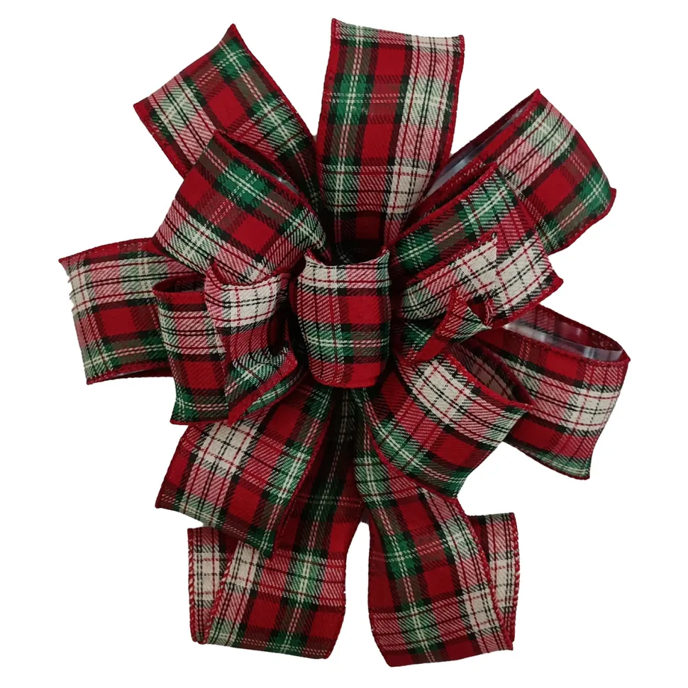 BOW TREE TOPPER 11″x31″ PLAID