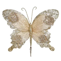 BUTTERFLY CHAMPAGNE 9.5″x6.5″ VELVET/SHEER W/ GLITTER & CLIP