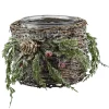 CANDLE HOLDER GLASS 6″ FROSTED TWIG & PINE