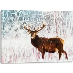 CANVAS 16″ X 12″ LED – REINDEER WINTER SCENE
