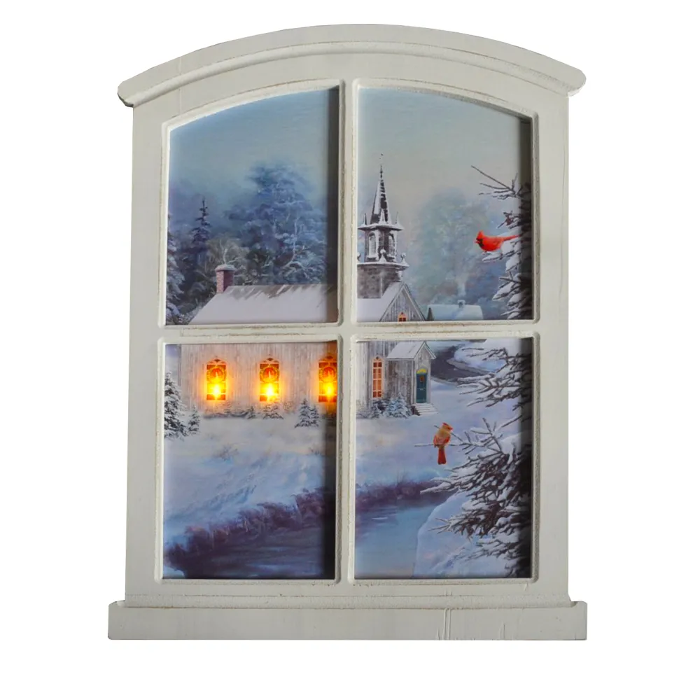 CANVAS W/ FRAME 16″X23″3 LED CHURCH NEXT TO RIVER W/TIMER