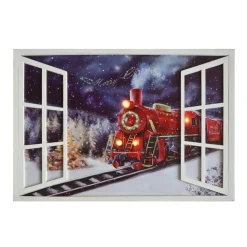 CANVAS W/ FRAME 35″X24″4 LED RED TRAIN W/TIMER