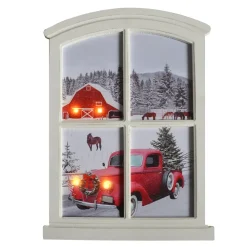 CANVAS W/ FRAME 16″X23″4 LED TRUCK AT BARN SCENE W/TIMER