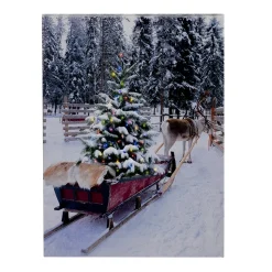 CANVAS 6″X8″ 20 FIBERS SLEIGH W/TRE REINDEER