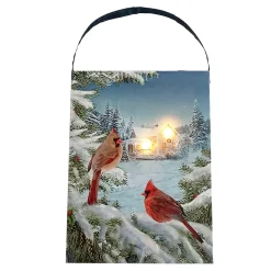 CANVAS 6″X8″ 2 LED CARDINAL LOVEBIRDS