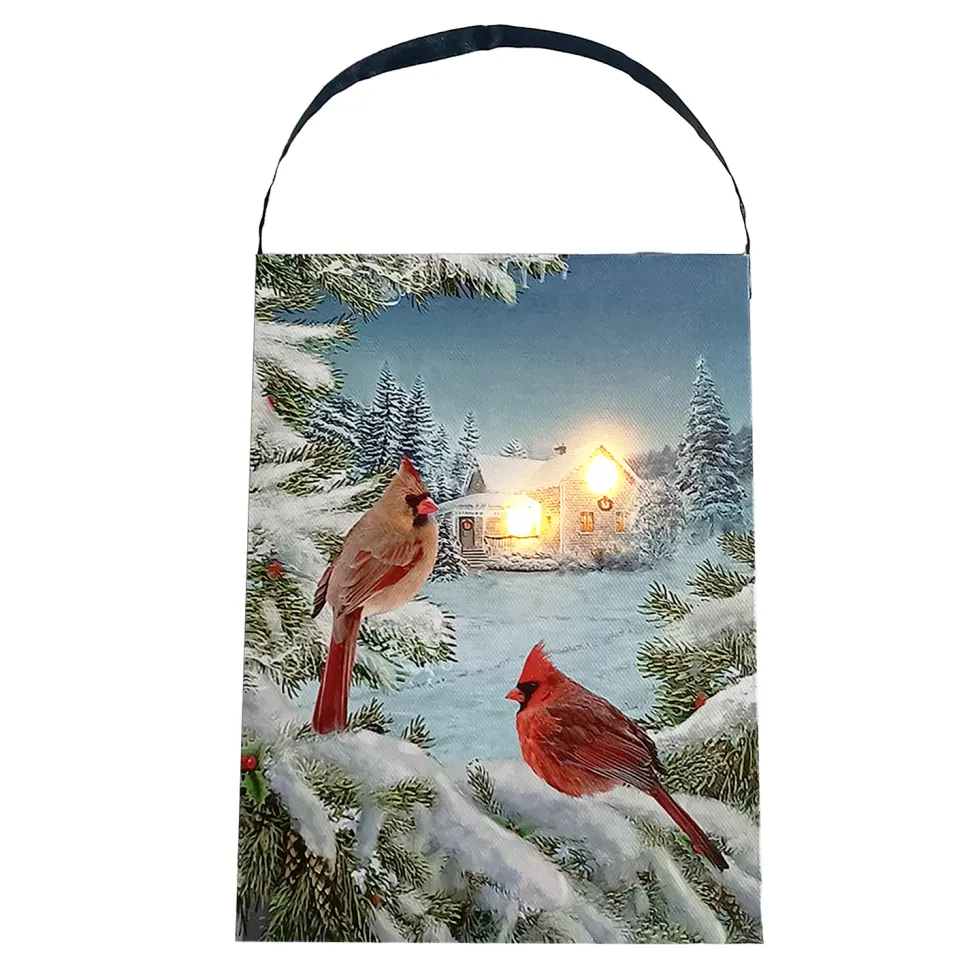 CANVAS 6″X8″ 2 LED CARDINAL LOVEBIRDS