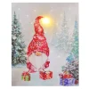 CANVAS 12″X16″ 1 LED+30 FBR GNOME SNOWY SCENE W/TIMER