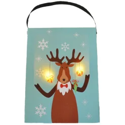 CANVAS 6″X8″ 2 LED REINDEER W/ BEELS