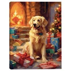 CANVAS 12″x16″ LIGHT UP DOG 5PCS LED+6/18TIMER