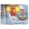 CANVAS 16″x12″ LIGHT UP SNOWMAN 2PCS LED+30PCS LED FIBERS+6/18TIMER