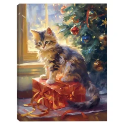 CANVAS 12″x15″LIGHT UP CAT 3PCS LED+6/18TIMER