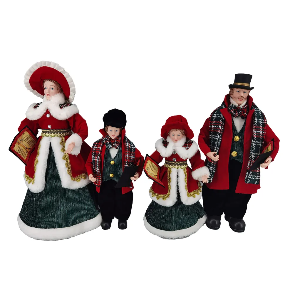 CAROLER FAMILY 4PC 13″-18″ RED/GREEN/BLACK