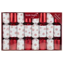 CHRISTMAS CRACKER DLX 8PCX8.5″ WHITE W/ RED SNOWFLAKE PRINT