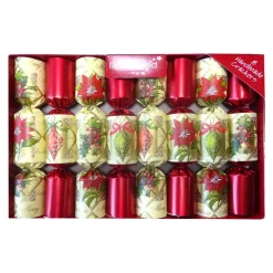 CHRISTMAS CRACKER DLX 8PCX8.5″ POINSETTIA W/ NOVELTY INSIDE