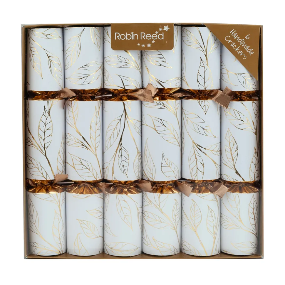 CHRISTMAS CRACKER PREMIUM 6PCx12″ WHITE GOLD LEAF PRINT