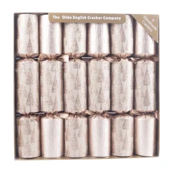 CHRISTMAS CRACKER PREMIUM 6PCX12″ ROSE GOLD W/ GLITTER XMAS TREE PRINT