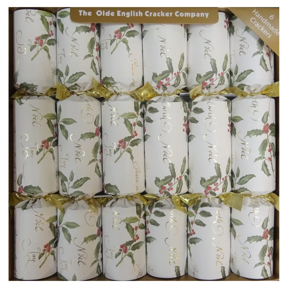 CHRISTMAS CRACKER PREMIUM 6PCSx12″ JOY NOEL W/ BERRIES WHITE/MULTI COLORED W/ PICADILLY