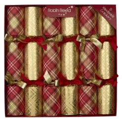 CHRISTMAS CRACKER PREMIUM 6PCSx12″ PLAID/GOLD SHINNY W/ PICADILLY