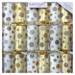 CHRISTMAS CRACKER PREMIUM 6PCX12″ SNOWFLAKES WHT/GLD W/ PICCADILLY GIFT INSIDE