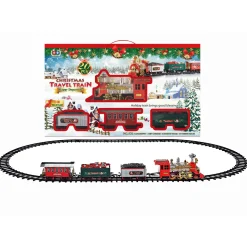 CHRISTMAS TRAIN SET W/MOVEMENT, MUSIC & LIGHTS 20PCS – B/O 64″x37″