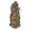 CONE TREE 17″ PINE CONE NAT/ WHITE W/ BERRIES & GREENS