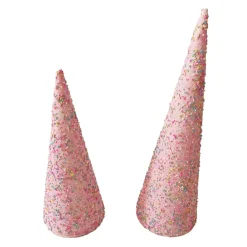 CONE TREE 12″|15″ PINK/MULTICOLOR SPRINKLE SET OF 2