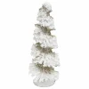 CONE TREE 12″ WHITE BERRIES SPIRAL W/ GOLD GLITTER