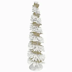 CONE TREE 20″ WHITE BERRIES SPIRAL W/ GOLD GLITTER