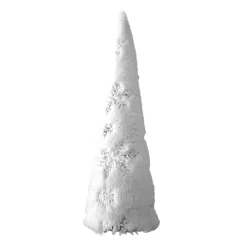 CONE TREE FUR FUBRIC 20″ WITH SILVER SNOWFLAKE