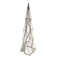 CONE TREE GEOMETRIC WIRE 15.5″ W/ MIRROR & CHAMPAGNE GLITTER