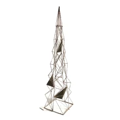 CONE TREE GEOMETRIC WIRE 31.5″ W/ MIRROR & CHAMPAGNE GLITTER