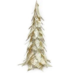 CONE TREE METALLIC CHAMPAGNE LEAVES 19″ W/ GLITTER