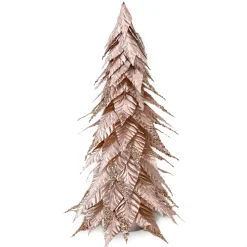 CONE TREE METALLIC ROSE GOLD LEAVES 26″ W/ GLITTER