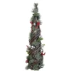 CONE TREE NAT. RATTAN 22″ W/ MIXED PINE & BERRIES FROSTED