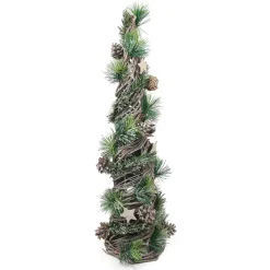 CONE TREE NATURAL/ GRAY FROSTED 21.5 W/ PINE, CONES & STARS