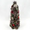 CONE TREE NATURAL PINECONE 16″ WHITE WASHED W/ RED BALLS