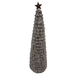 CONE TREE PINECONE FROSTED 19″ W/ STAR