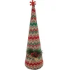 CONE TREE PLUSH 20″ W/ SNOWFLAKE, BERRIES & NEEDLE PINE RED/GREEN