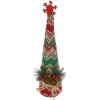 CONE TREE PLUSH 11″ W/ SNOWFLAKE, BERRIES & NEEDLE PINE RED/GREEN