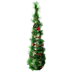 CONE TREE RATTAN 24″ W/ NEEDLE PINE & RED BERRIES