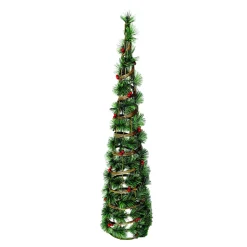CONE TREE RATTAN 36″ W/ NEEDLE PINE & RED BERRIES