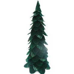 CONE TREE VELVET EMERALD GREEN LEAVES 26″ W/ VELVET GLITTER