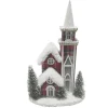 COTTAGE HOUSE 9″x14″ RED/PLAID W/ SNOW ROOF LED LIGHT-UP W/ TIMER
