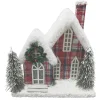 COTTAGE HOUSE 9″x9″ RED/PLAID W/ SNOW ROOF LED LIGHT-UP W/ TIMER