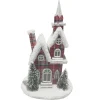 COTTAGE HOUSE9.5″x14.5″ RED/PLAID W/ SNOW ROOF LED LIGHT-UP W/ TIMER