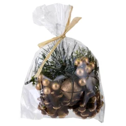 CRAFT BAG 5″X6″ COPPER BERRIES & BELLS W/ PINE CONES